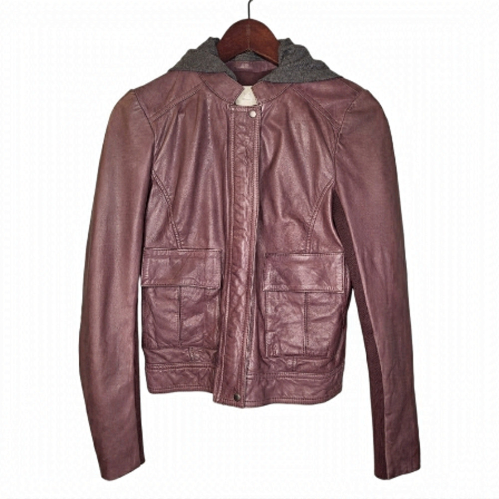 ❤️ HINGE Leather Hooded Jacket. Ladies Size XS